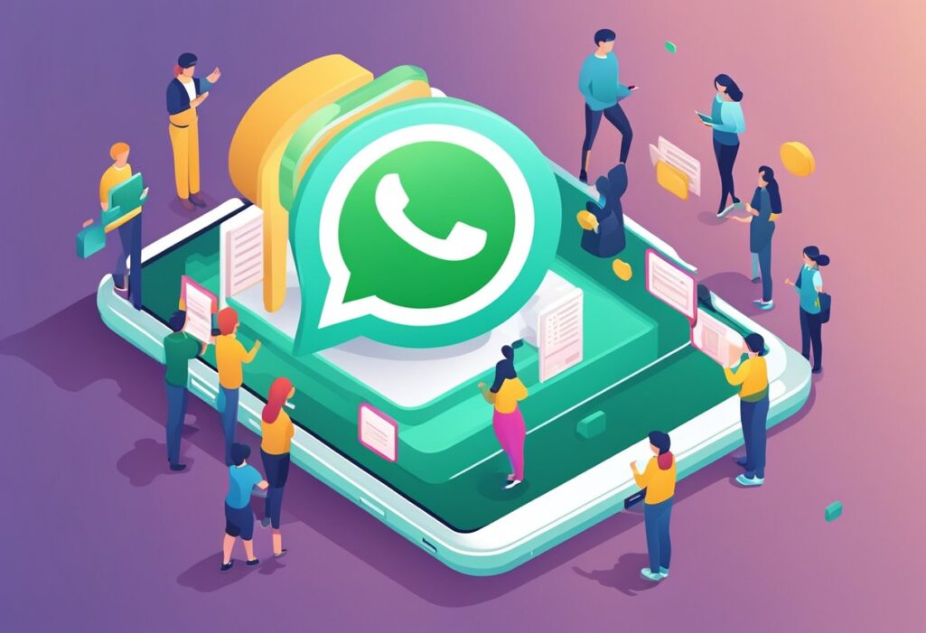 A tela do smartphone exibe um bate-papo do WhatsApp com link de confirmação de participação no evento