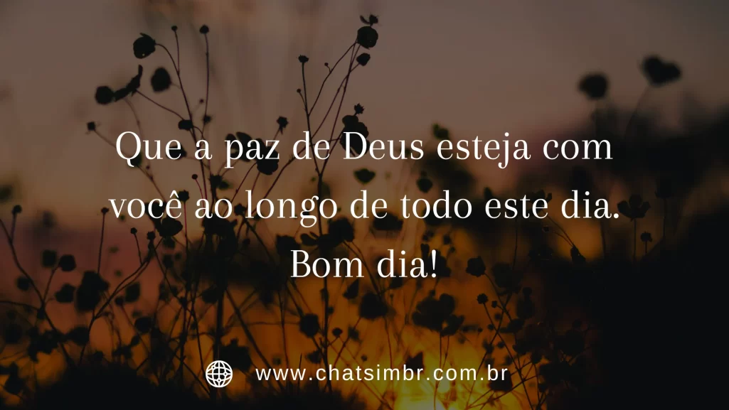 Que a paz de Deus esteja com você ao longo de todo este dia. Bom dia!